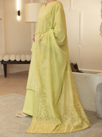 Light Green Dobby Square Stitched 3Pc - ALP-3PS-2346