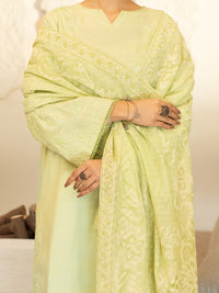 Light Green Dobby Square Stitched 3Pc - ALP-3PS-2346