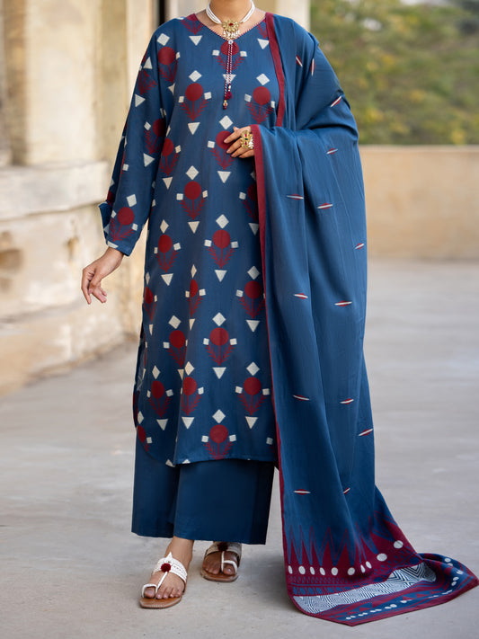 Blue Yarn Dyed Stitched 3Pc - ALP-3PS-2347