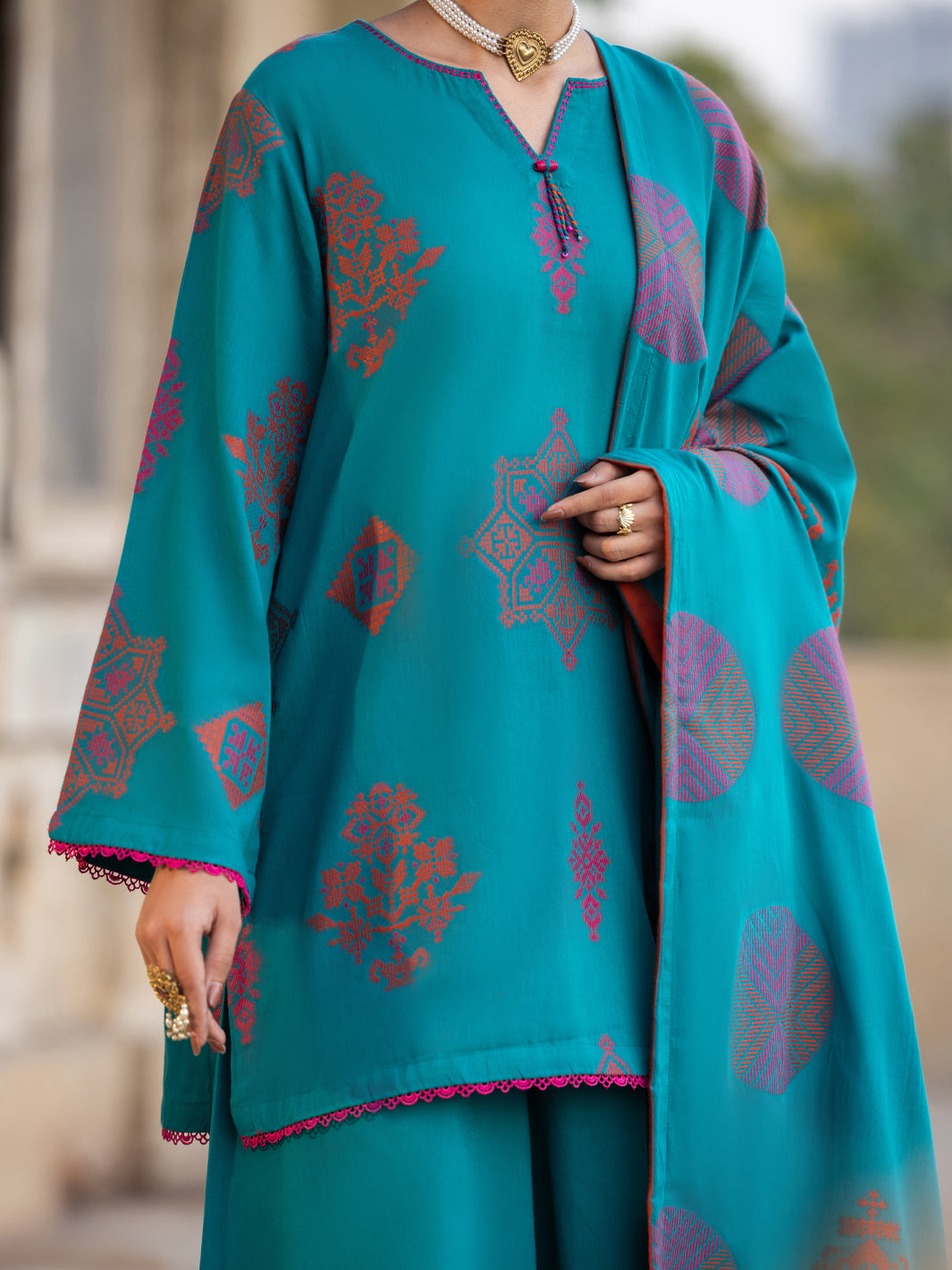 Green Yarn Dyed Stitched 3PC - ALP-3PS-2348