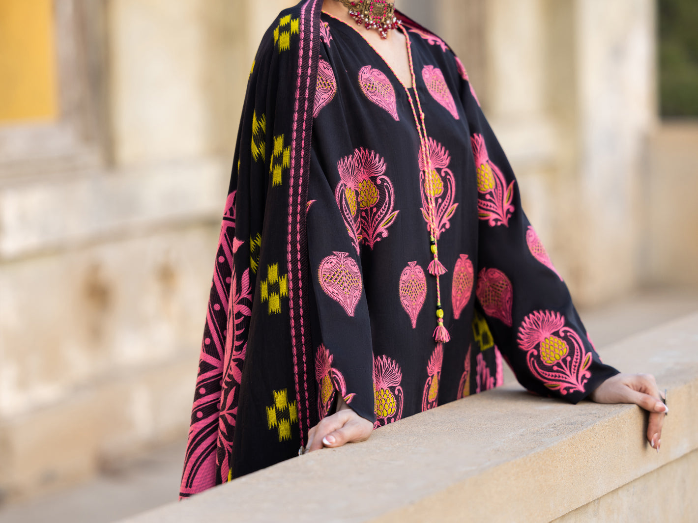 Black Yarn Dyed Stitched 3Pc - ALP-3PS-2349