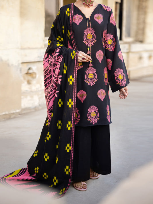 Black Yarn Dyed Stitched 3Pc - ALP-3PS-2349