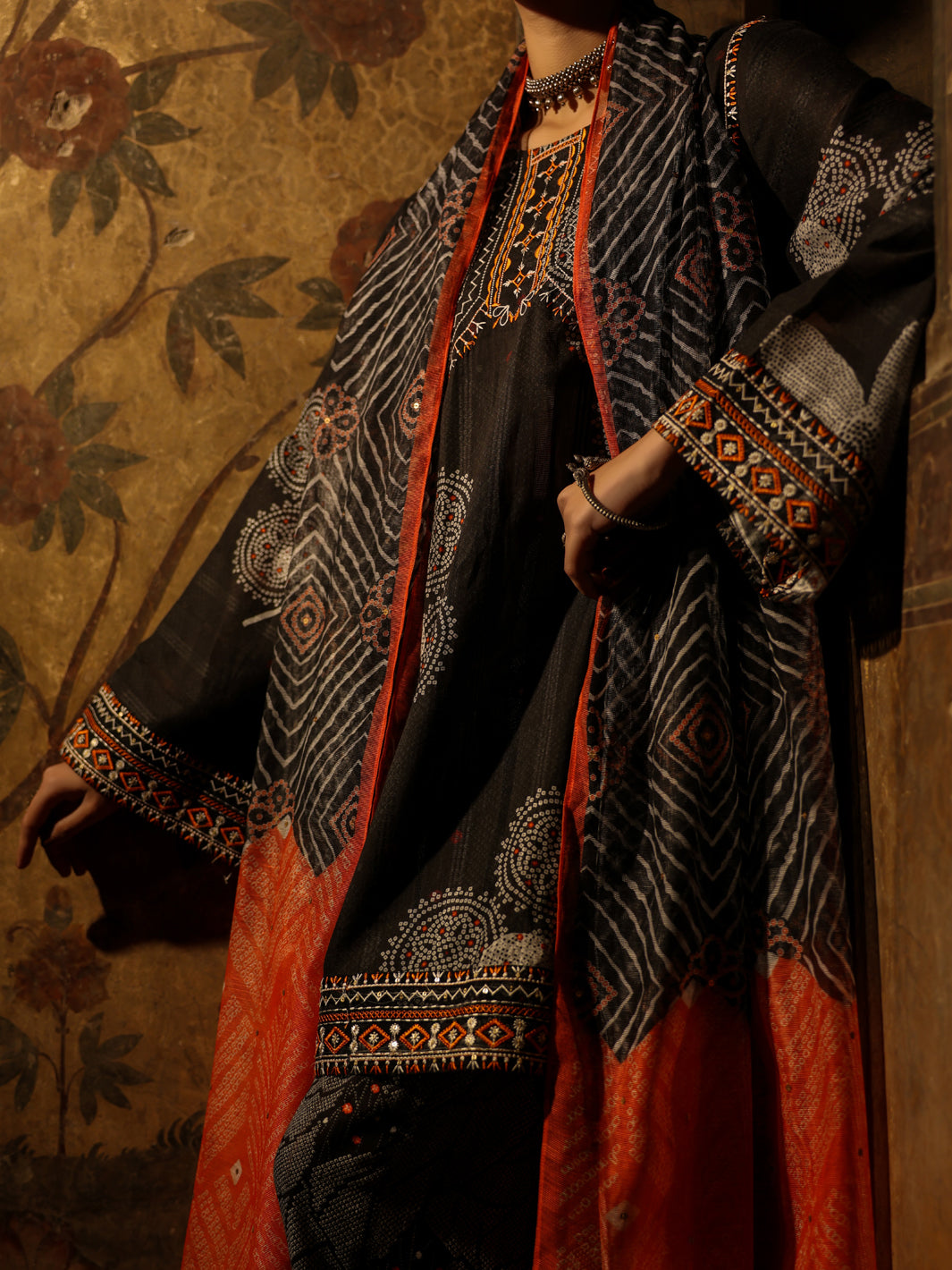 Black Lino Kara 3Pc Stitched - ALP-3PS-2353