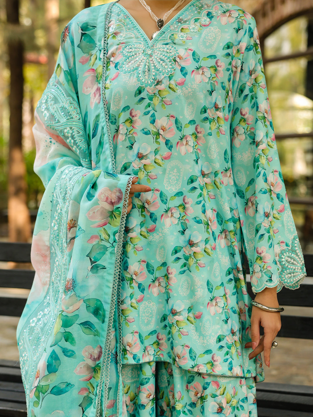 Light Green Poly-Lawn 3Pc Stitched - ALP-3PS-2359