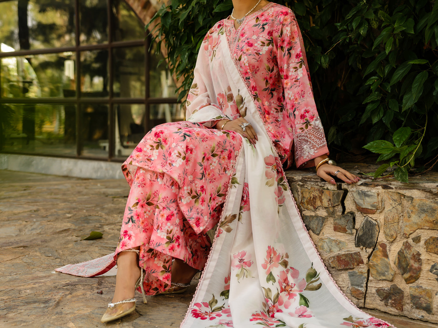 Pink Poly-Lawn 3Pc Stitched - ALP-3PS-2360