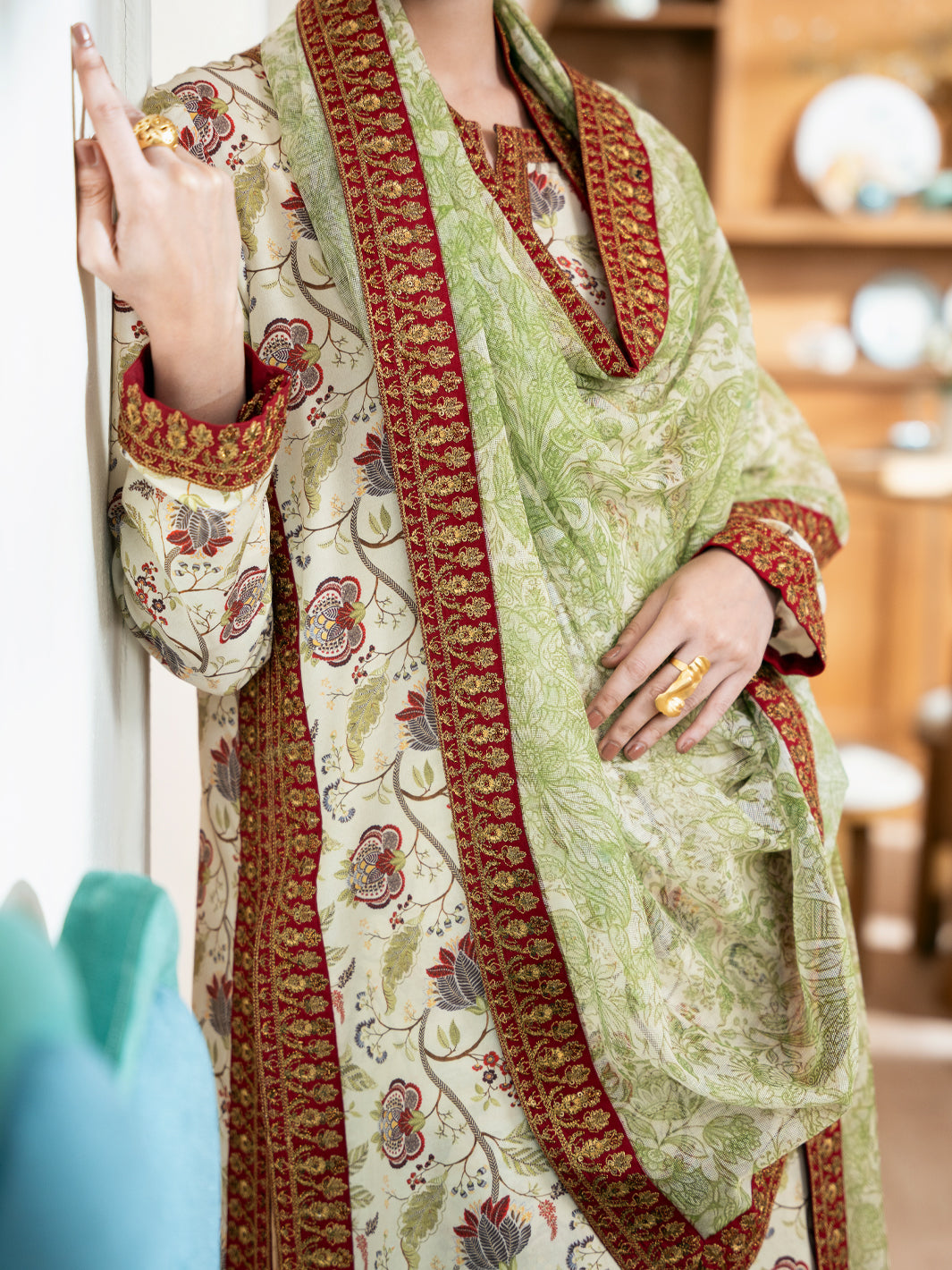 Cream Silk Lawn Stitched 3Pc - ALP-3PS-2362