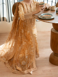 Off White Silk Lawn Stitched 3Pc - ALP-3PS-2363