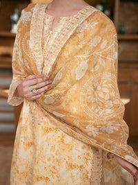 Off White Silk Lawn Stitched 3Pc - ALP-3PS-2363