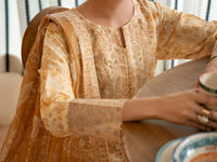 Off White Silk Lawn Stitched 3Pc - ALP-3PS-2363