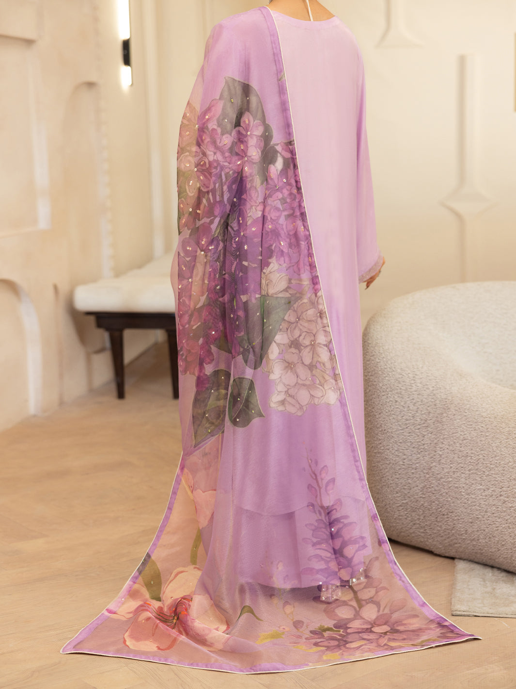 Lilac Sheesha Silk Stitched 3PC - ALP-3PS-2369