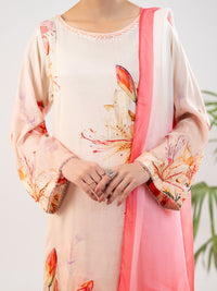Peach Thai Silk Stitched 3Pc - ALP-3PS-2371