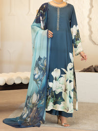 Teal Thai Silk Stitched 3Pc - ALP-3PS-2372