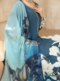 Teal Thai Silk Stitched 3Pc - ALP-3PS-2372