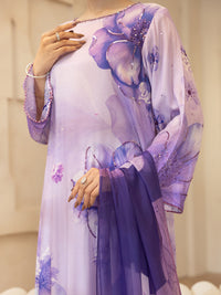Purple Thai Silk Stitched 3Pc - ALP-3PS-2373