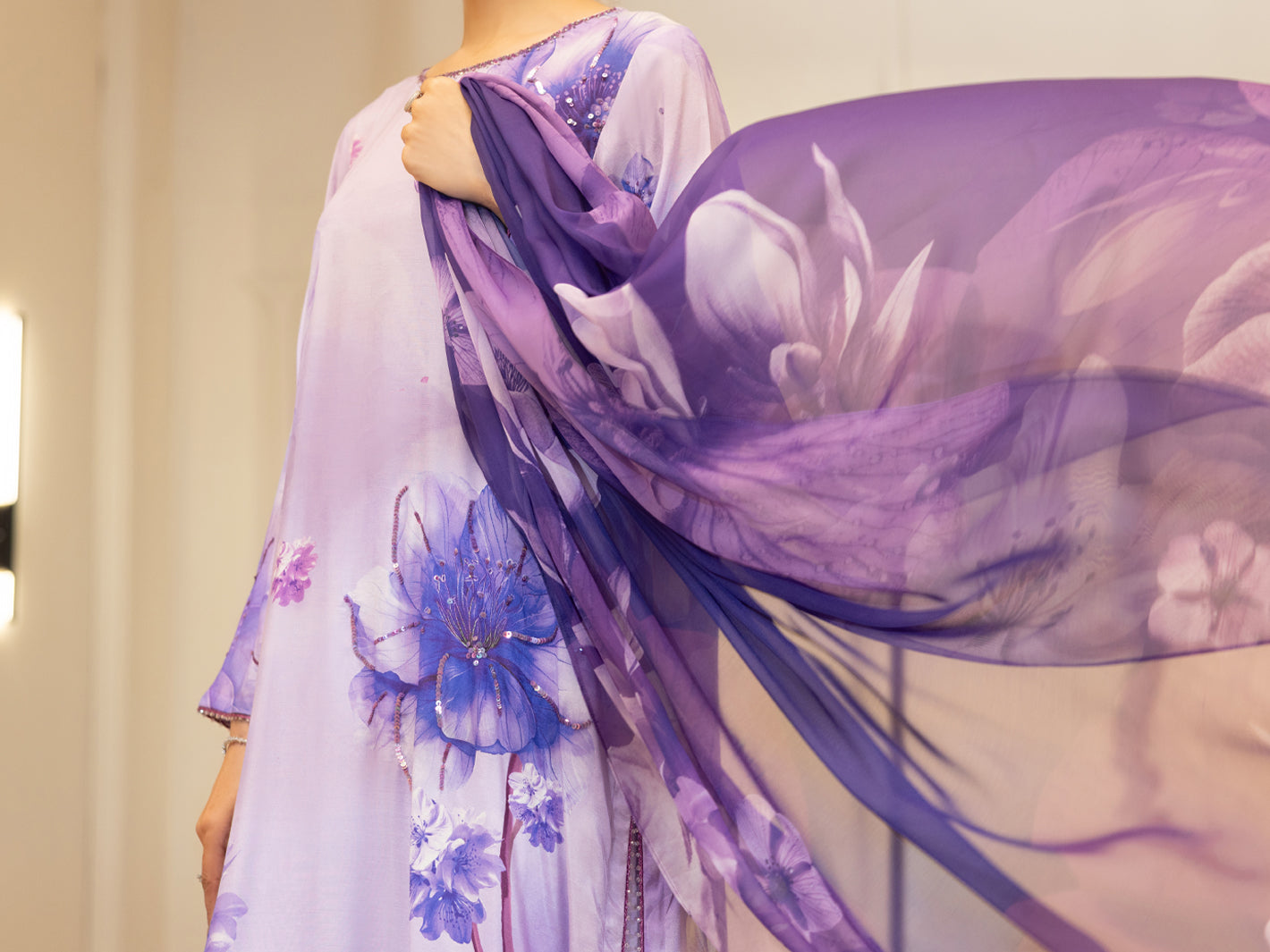 Purple Thai Silk Stitched 3Pc - ALP-3PS-2373