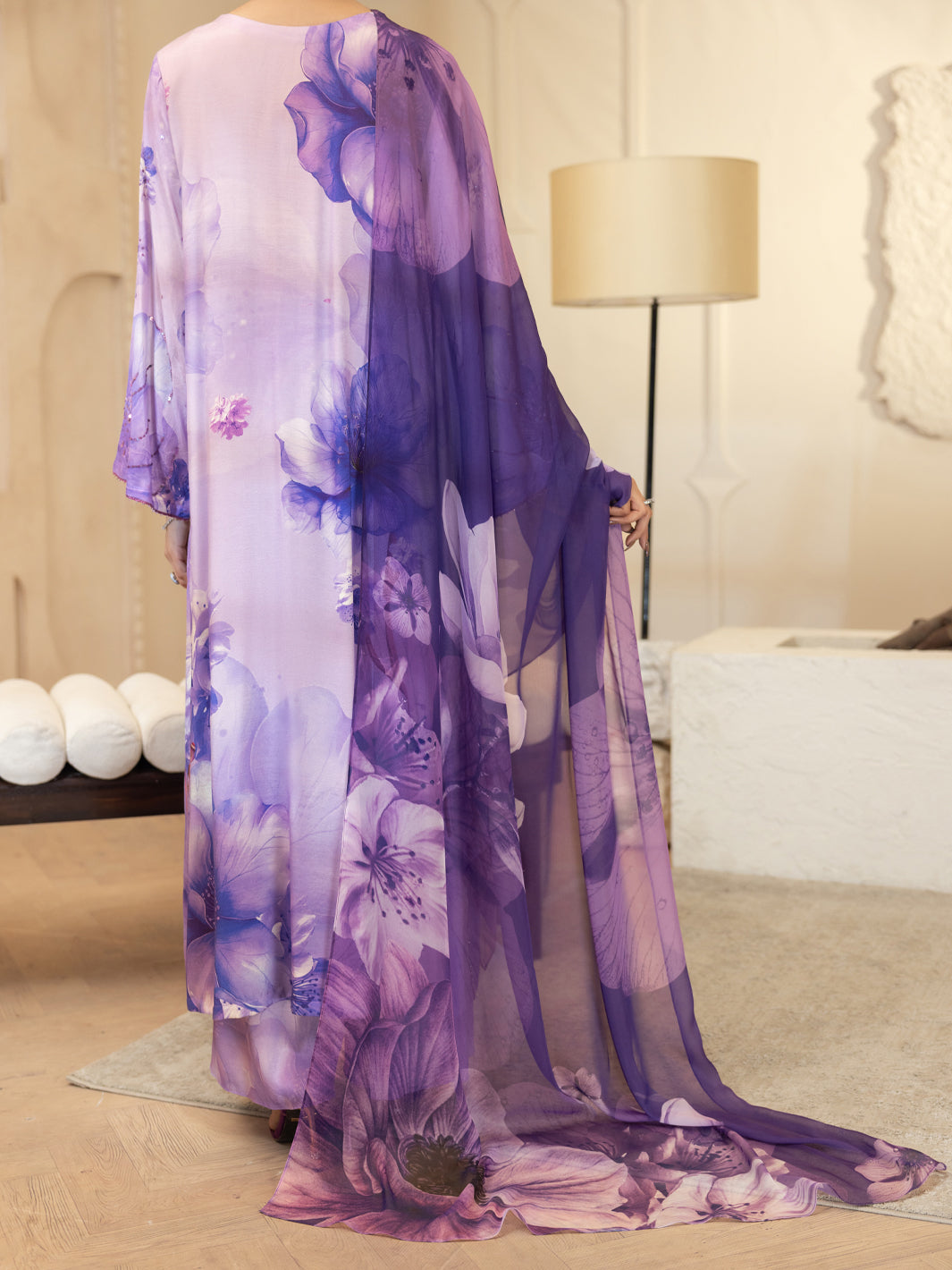 Purple Thai Silk Stitched 3Pc - ALP-3PS-2373