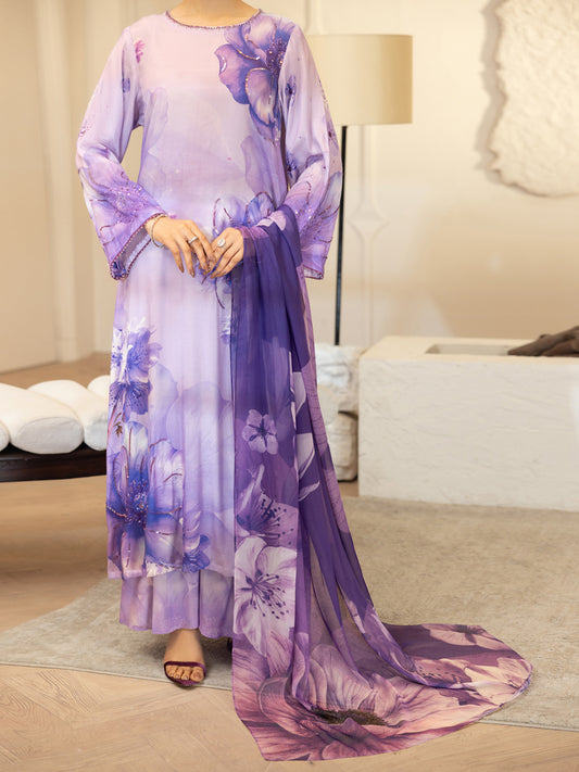 Purple Thai Silk Stitched 3Pc - ALP-3PS-2373