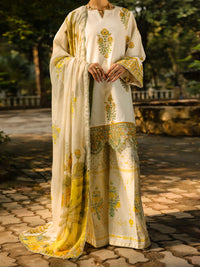Off White Lawn 3Pc Unstitched - ALP-3PS-2374