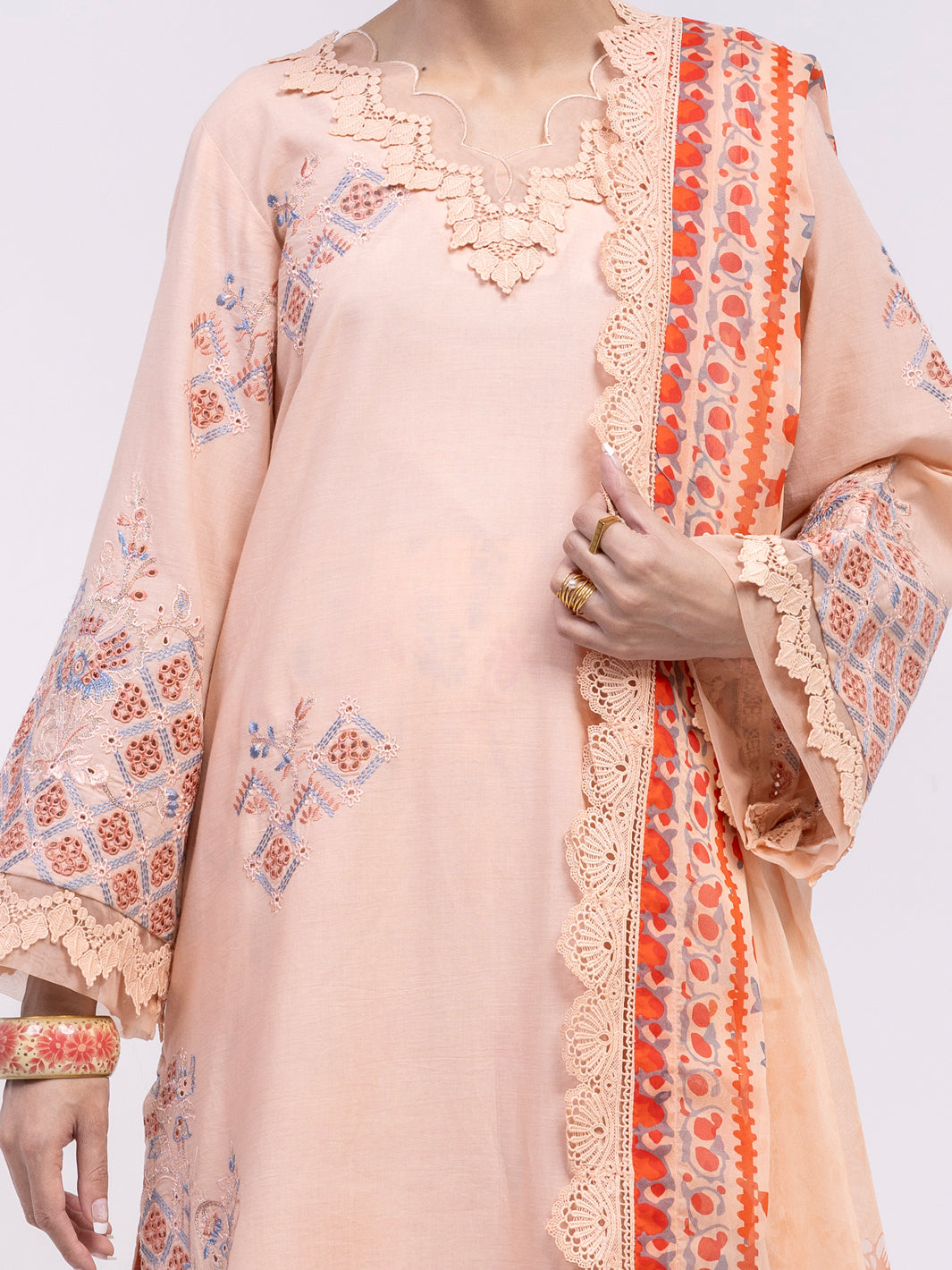 Peach Lawn Stitched 3Pc - ALP-3PS-2375