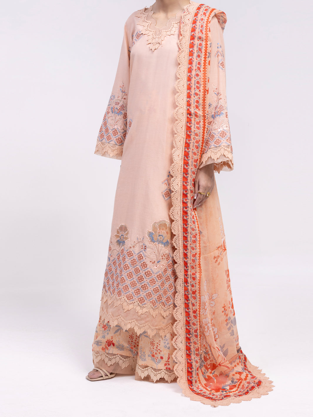 Peach Lawn 3Pc Unstitched - ALP-3PS-2375