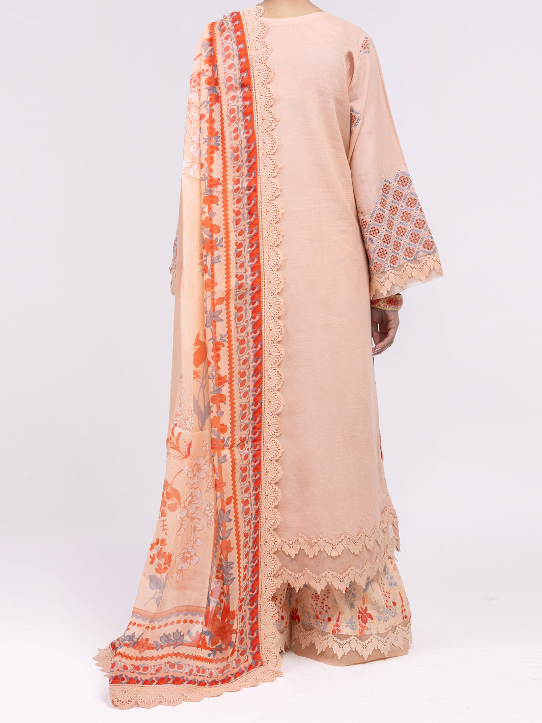 Peach Lawn Stitched 3Pc - ALP-3PS-2375