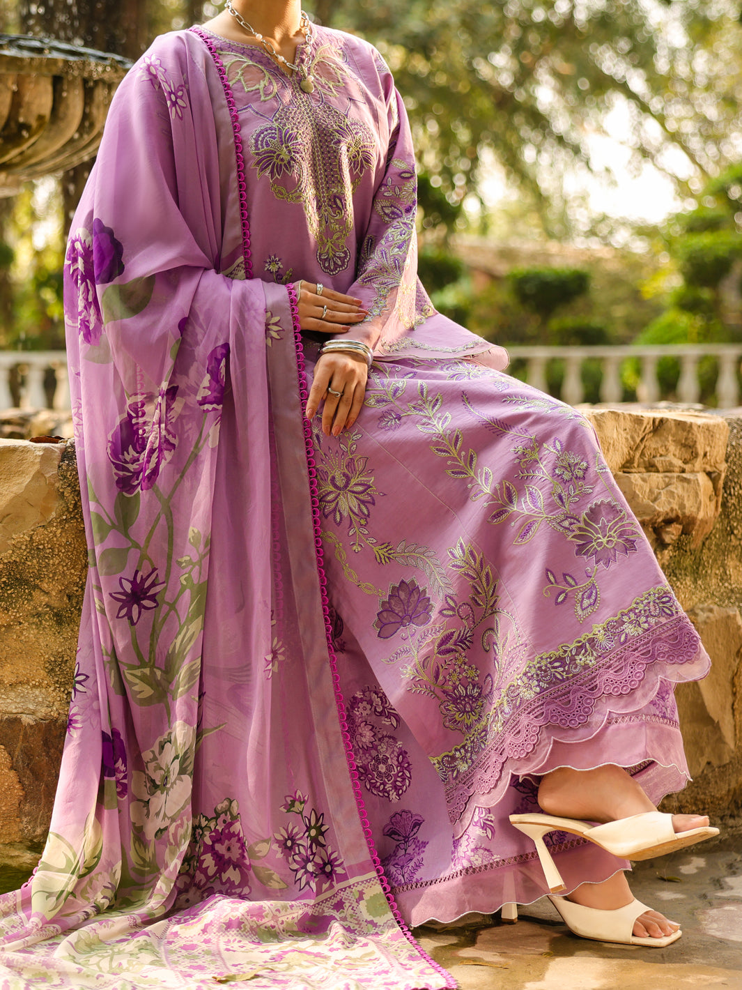 Purple Lawn Stitched 3Pc  - Women Stitched 3 Piece | ALMIRAH