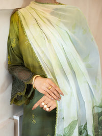Mehndi Green Lawn Stitched 3PC - ALP-3PS-2379