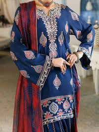 Blue Thai Silk Stitched 3Pc - ALP-3PS-2380
