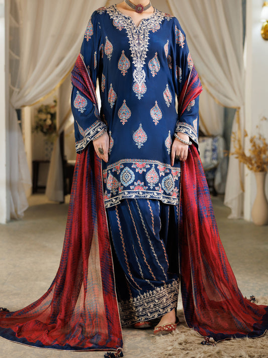 Blue Thai Silk Stitched 3Pc - ALP-3PS-2380