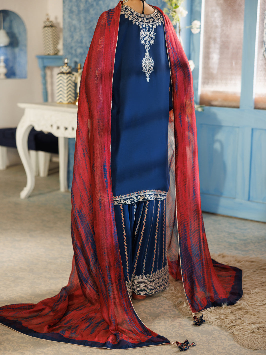 Blue Thai Silk Stitched 3Pc - ALP-3PS-2380