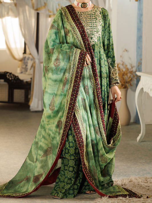 Green Thai Silk Stitched 3Pc - ALP-3PS-2382