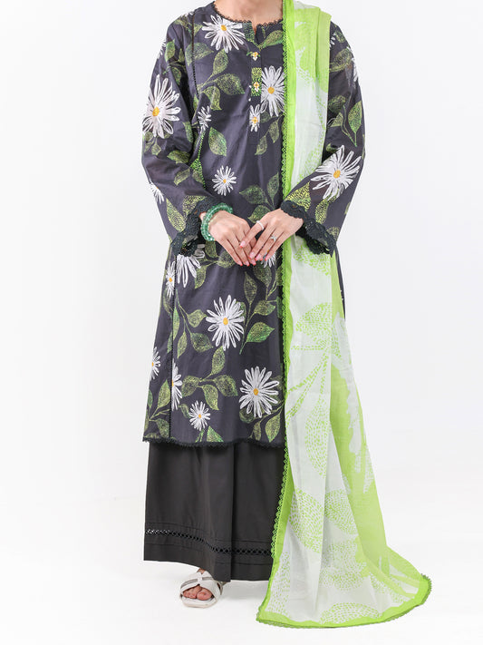 Black Lawn 3Pc Unstitched - ALP-3PS-2388