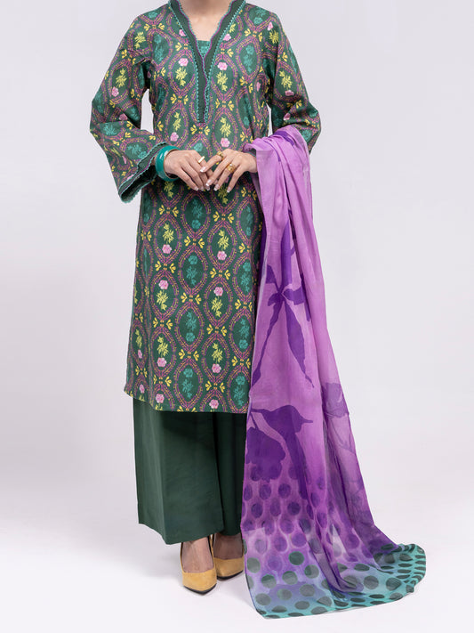 Teal Lawn 3Pc Unstitched  - Women Unstitched 3 Piece | ALMIRAH