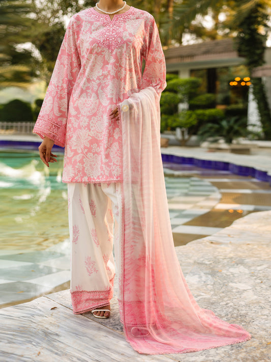 Pink Lawn 3Pc Unstitched - ALP-3PS-2405