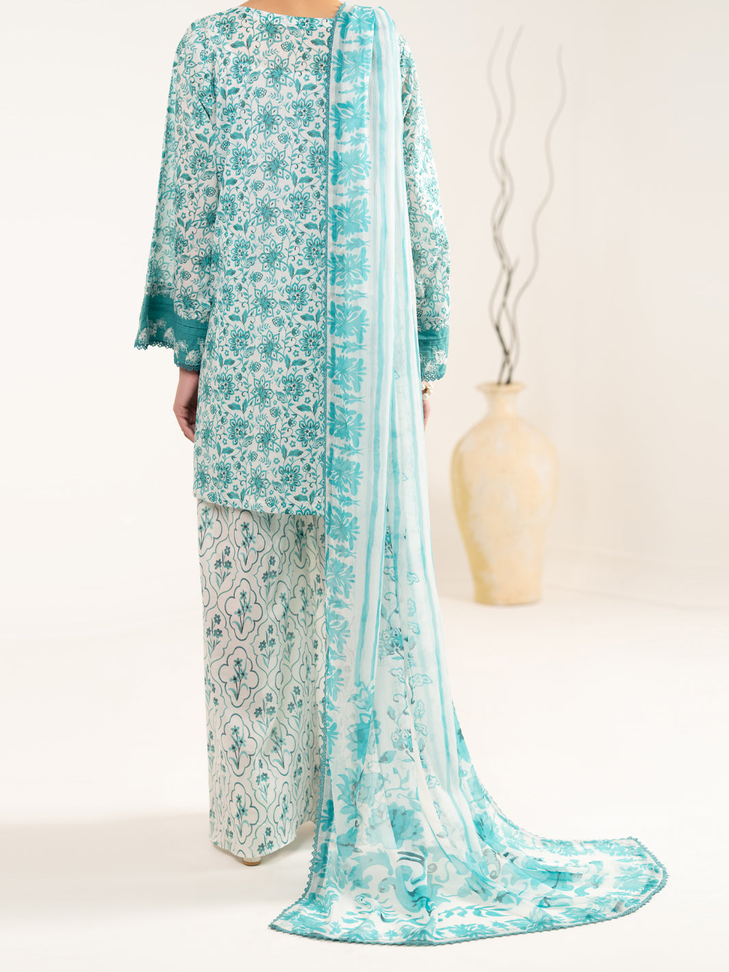 Aqua Blue Lawn 3Pc Unstitched - ALP-3PS-2408