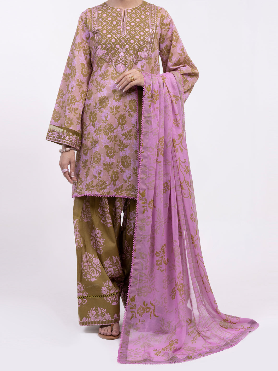 Pink Lawn 3Pc Unstitched - ALP-3PS-2409