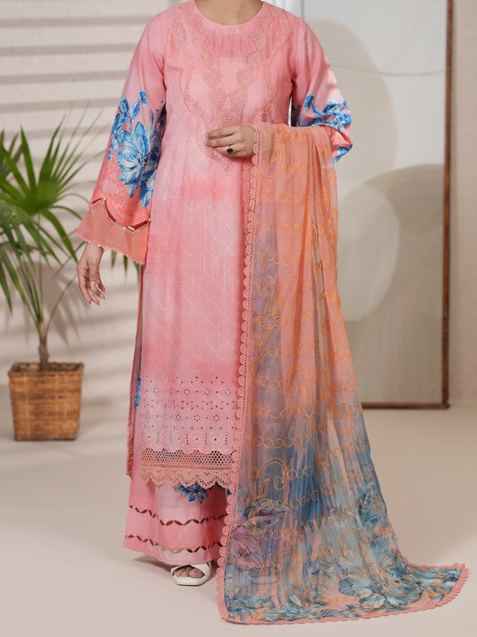 Pink Silk Lawn 3Pc Stitched-ALP-3PS-2410 Front Main