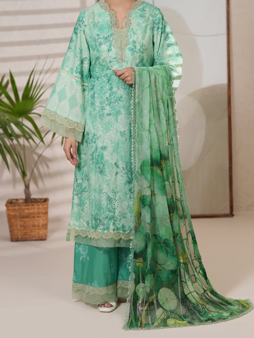 Light Green Stitched 3 Piece - ALP-3PS-2411