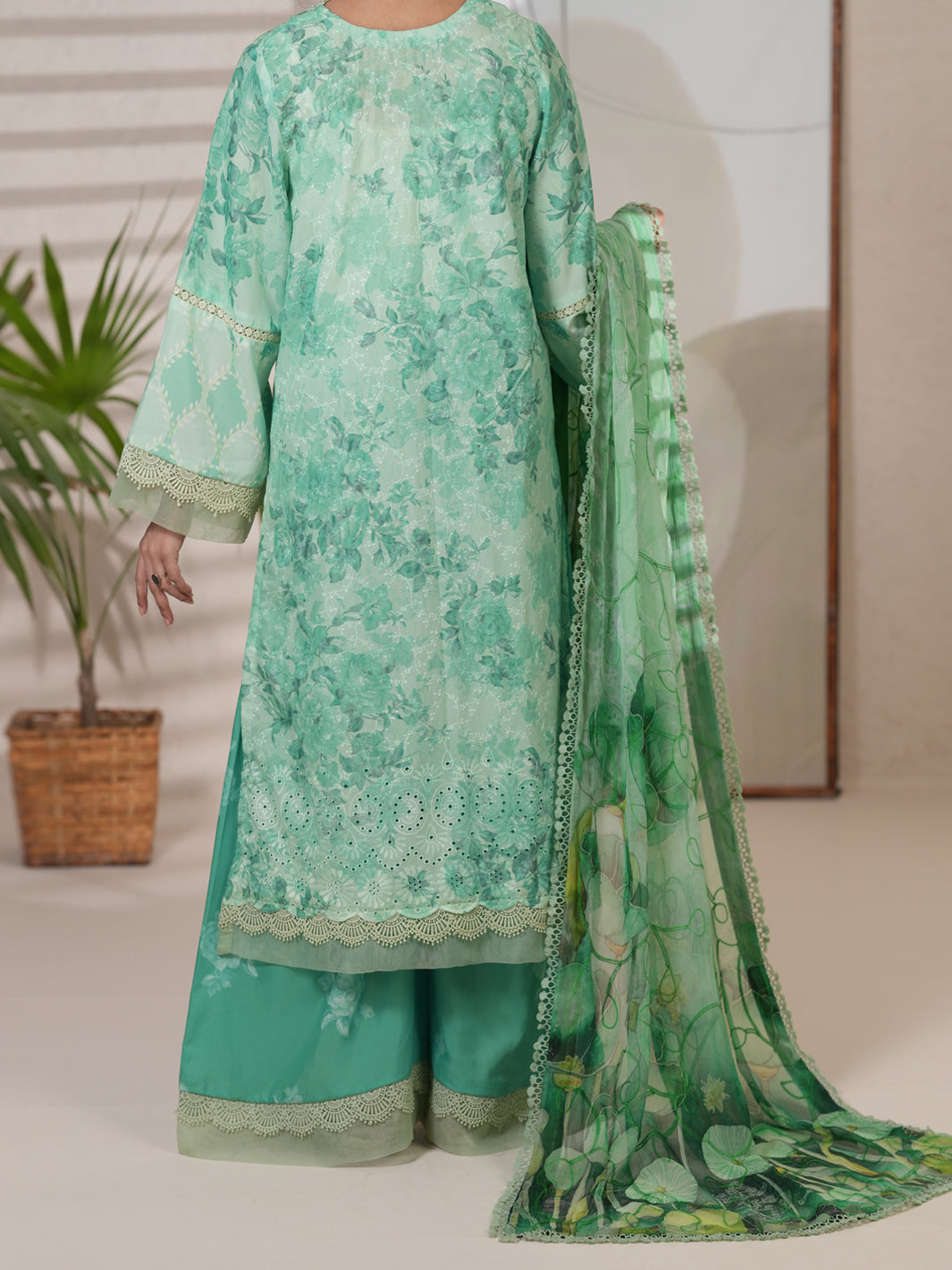 Light Green Stitched 3 Piece - ALP-3PS-2411