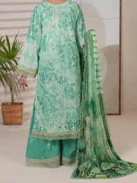 Green Silk Lawn Unstitched 3PC - ALP-3PS-2411
