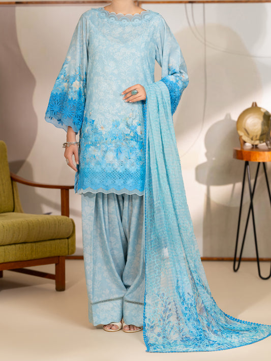 Sky Blue Poly Lawn Stitched 3 Piece - ALP-3PS-2415