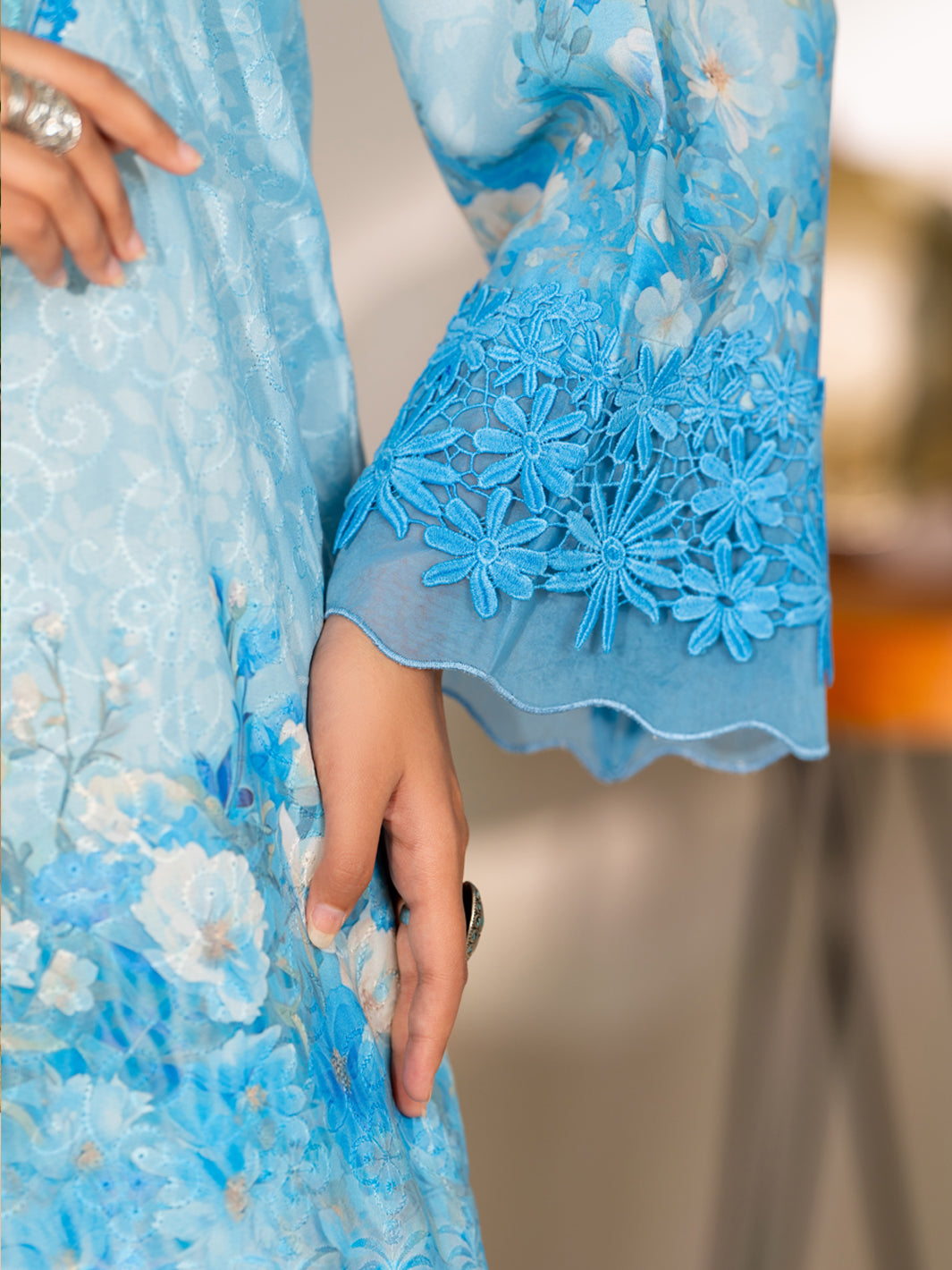 Sky Blue Poly Lawn Stitched 3 Piece - ALP-3PS-2415