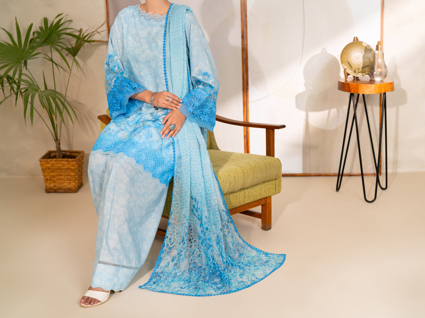 Ice Blue Silk Lawn Unstitched 3PC - ALP-3PS-2415