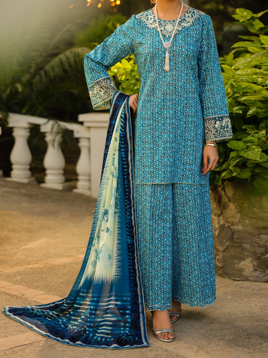 Blue Lawn 3Pc Unstitched - ALP-3PS-2426