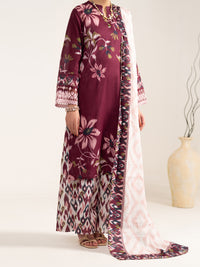 Maroon Lawn 3Pc Unstitched - ALP-3PS-2431