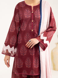 Maroon Lawn 3Pc Unstitched - ALP-3PS-2433