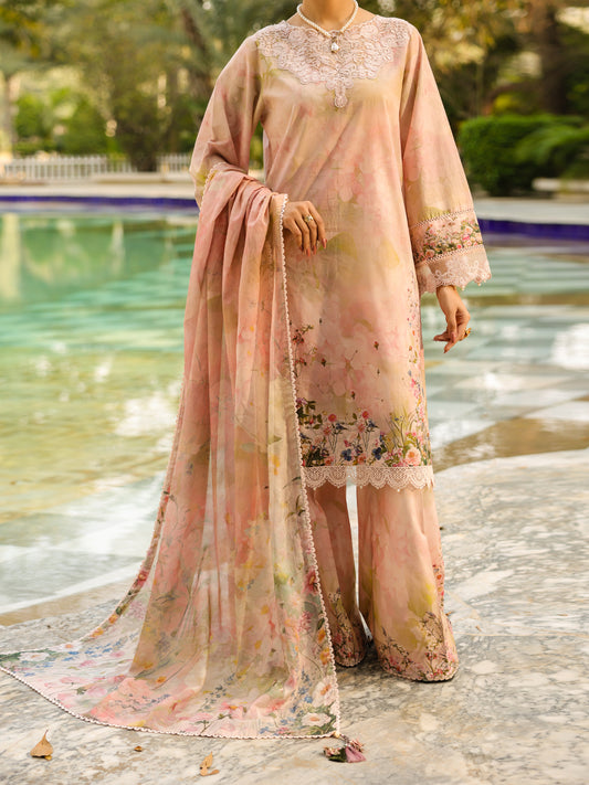 Light Pink Lawn 3Pc Unstitched - ALP-3PS-2434