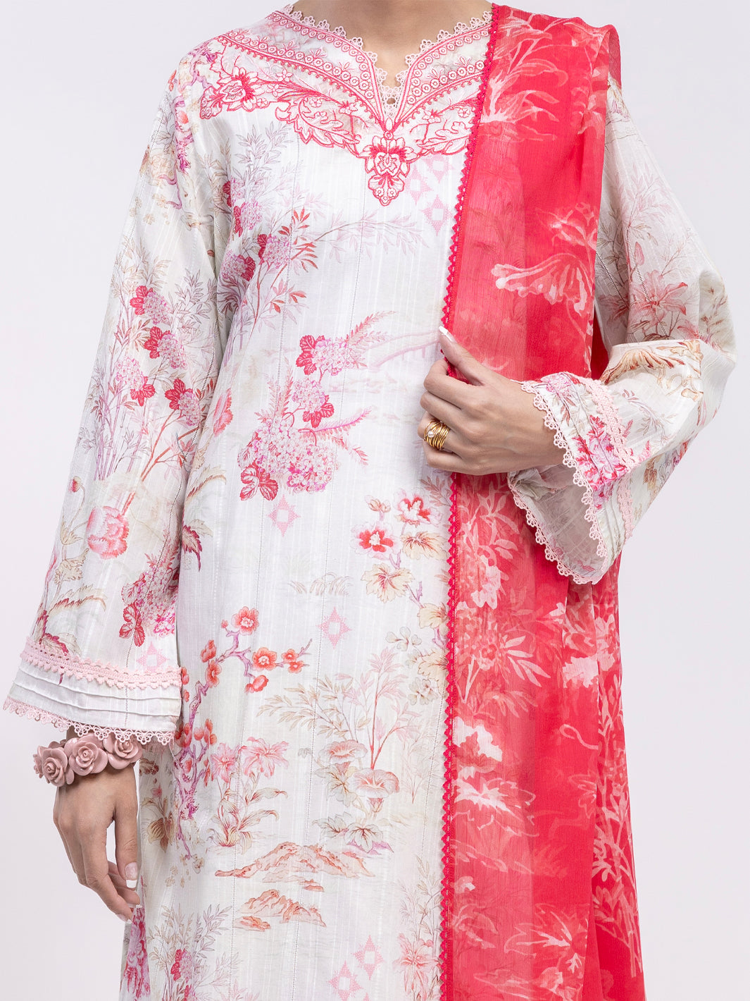 Off White Lawn 3Pc Unstitched - ALP-3PS-2437