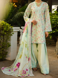 Green Lino Kara 3Pc Unstitched - ALP-3PS-2438
