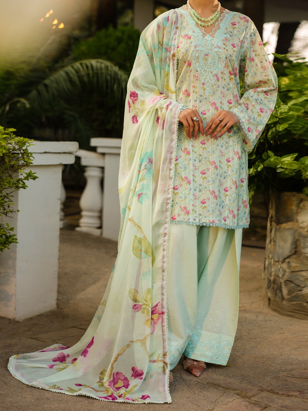 Green Lino Kara 3Pc Unstitched - ALP-3PS-2438
